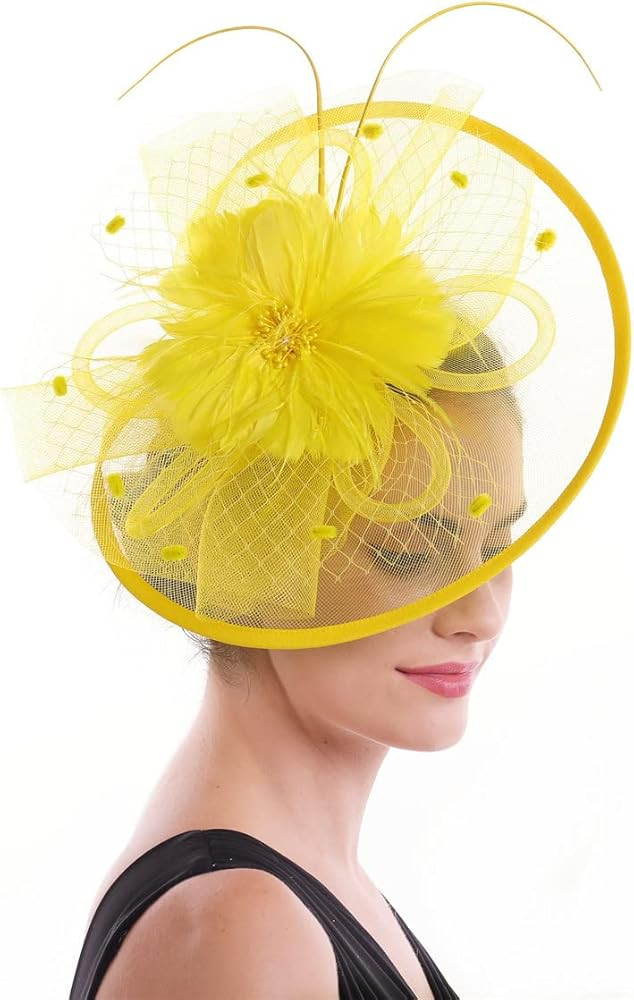 Lucky Leaf Women Girl Fascinators Hair Clip Hairpin Hat Feather Cocktail Wedding Tea Party Hat | Amazon (US)