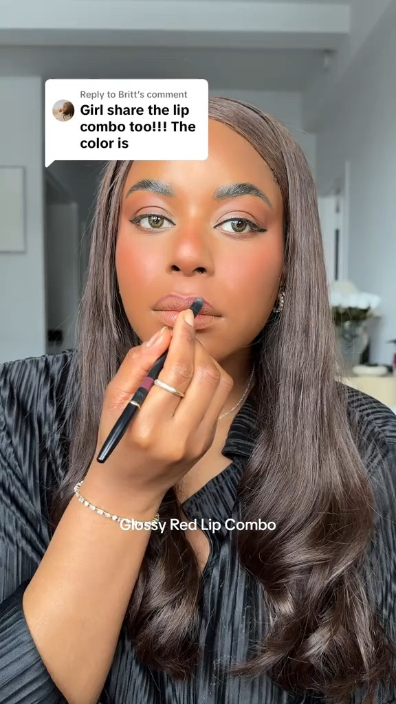 Here’s my favorite glossy red lip combo for the holidays! Using the Chanel le crayon lip liner, Rhode lip liner in flex, Dior beauty rouge lipstick, and elf cosmetics glow reviver lip oil. Love this red shimmery lip for Christmas or NYE! .. 

For more links to christmas tree decor, vanity finds, hostess gifts, winter outfit ideas, follow me on LTK! ✨

#LTKBeauty #LTKgrwm #LTKHoliday