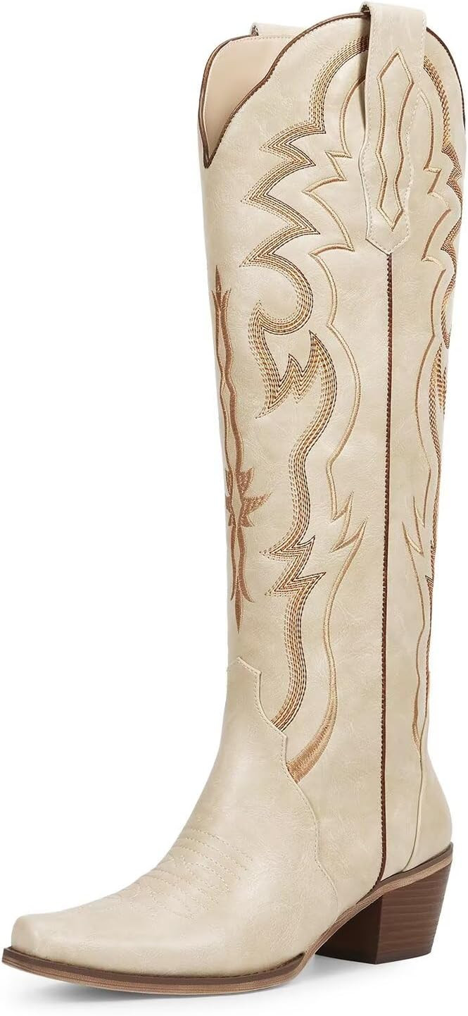 wetkiss Cowboy Boots for Women Knee High, Low Heeled Stable and Comfortable | Amazon (US)