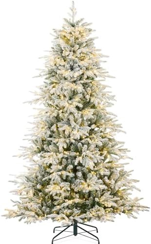 Best Choice Products Full Flocked Aspen Christmas Tree, 7.5ft Pre-lit Realistic Noble Fir w/ 700 ... | Amazon (US)