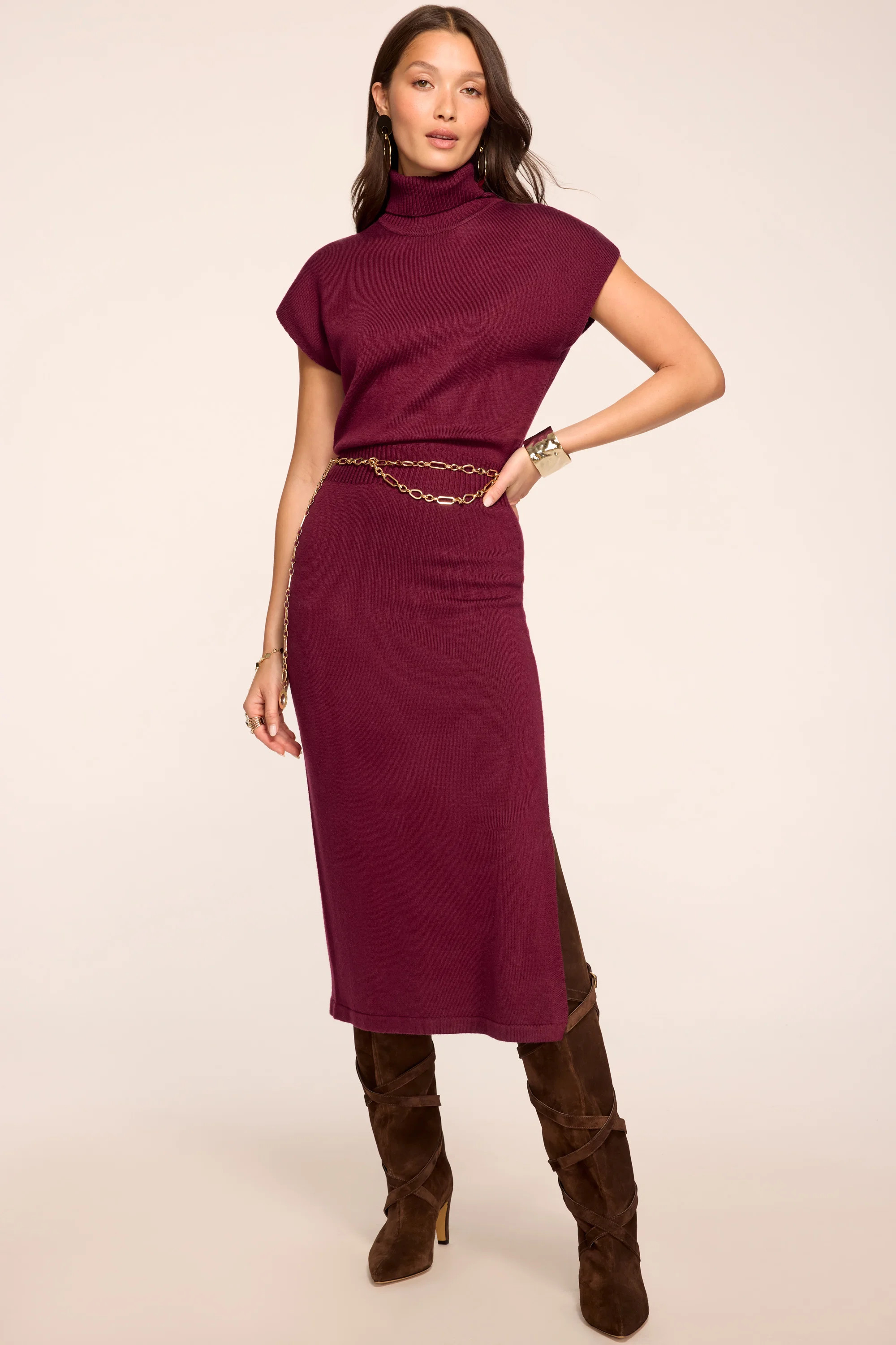 Natalie Merino Turtleneck Midi Dress | CRANBERRY | Ramy Brook