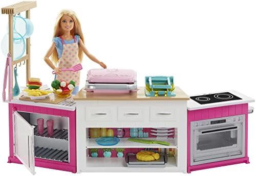 Barbie Kitchen Playset with Doll, Lights & Sounds, Food Molds, 5 Dough Colors and 20+ Accessories... | Amazon (US)