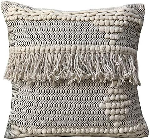 Nature4u Set of 2 Boho Throw Pillow Covers for Couch Sofa, 18 x 18 Inch Cotton Hand-Woven Tufted ... | Amazon (US)