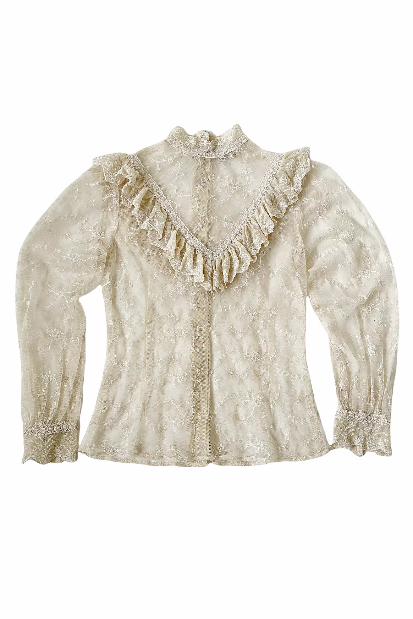 Vintage 1970s Lace Ruffle Blouse Selected by Raleigh Vintage | Free People (Global - UK&FR Excluded)