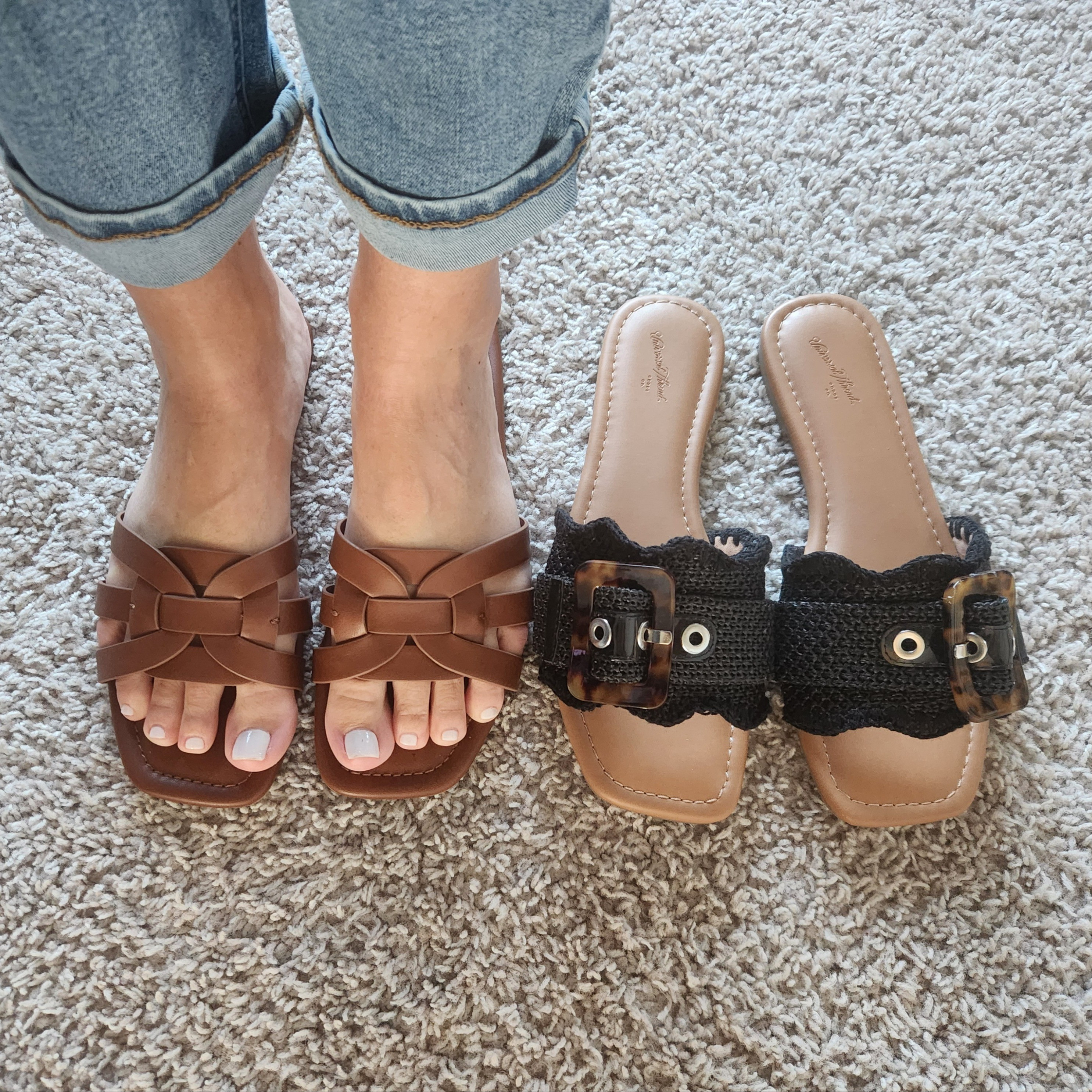 My go-to everyday sandals for spring and summer. Love the neutral tan, goes with everything. The black are so classy and have the look of a high end designer. 

#LTKSeasonal #LTKshoecrush