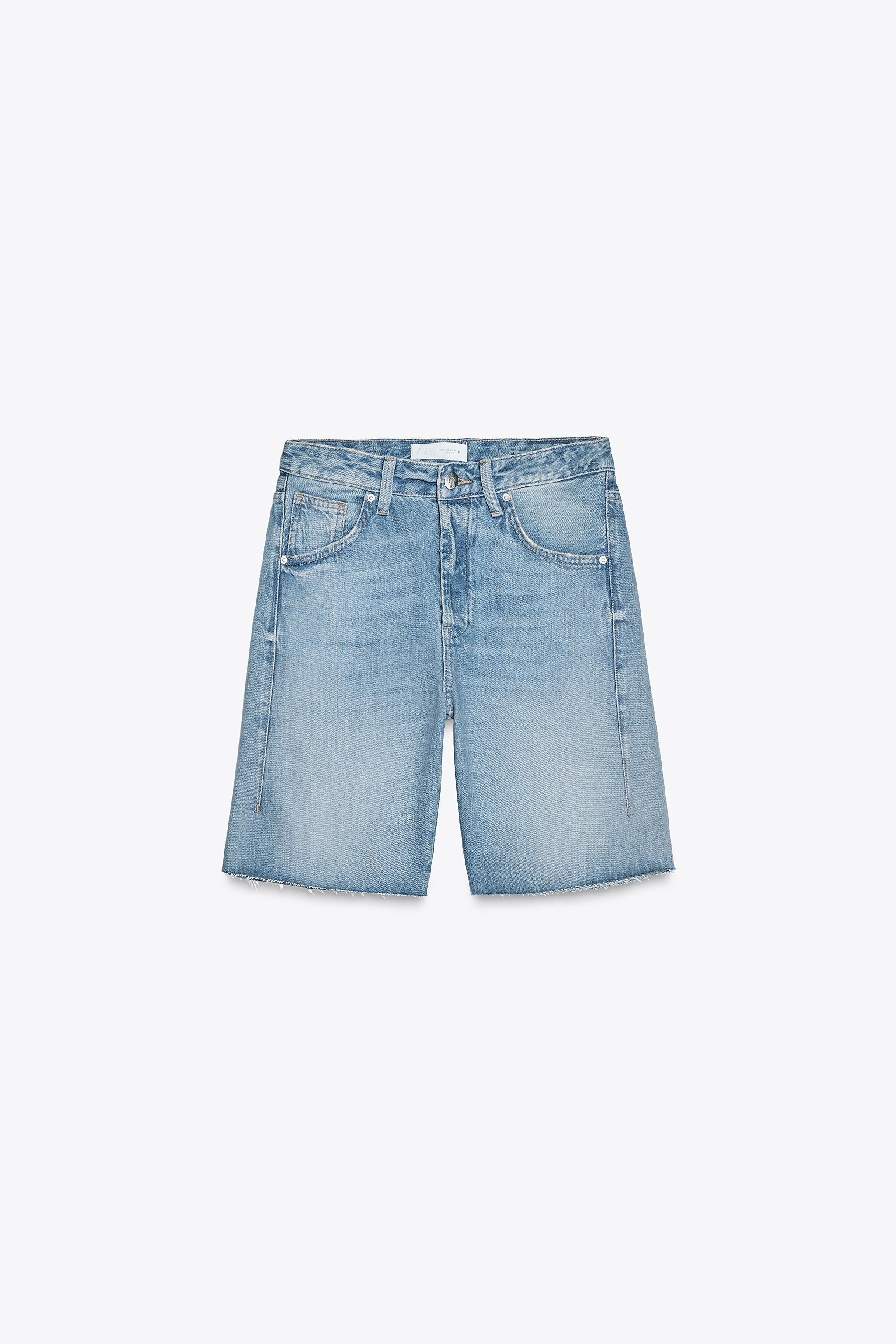 TRF MID-WAIST BELT LOOP DENIM BERMUDA SHORTS | Zara US