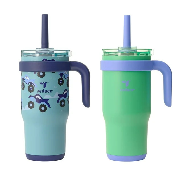Reduce Insulated Stainless Steel 2 Pack Coldee Mug 18 oz with Lid and Spill-Proof Straw, Shark Bi... | Walmart (US)