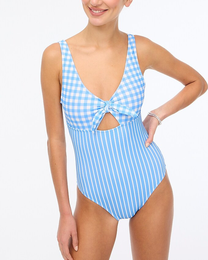 Printed cutout one-piece swimsuit with bow | J.Crew Factory