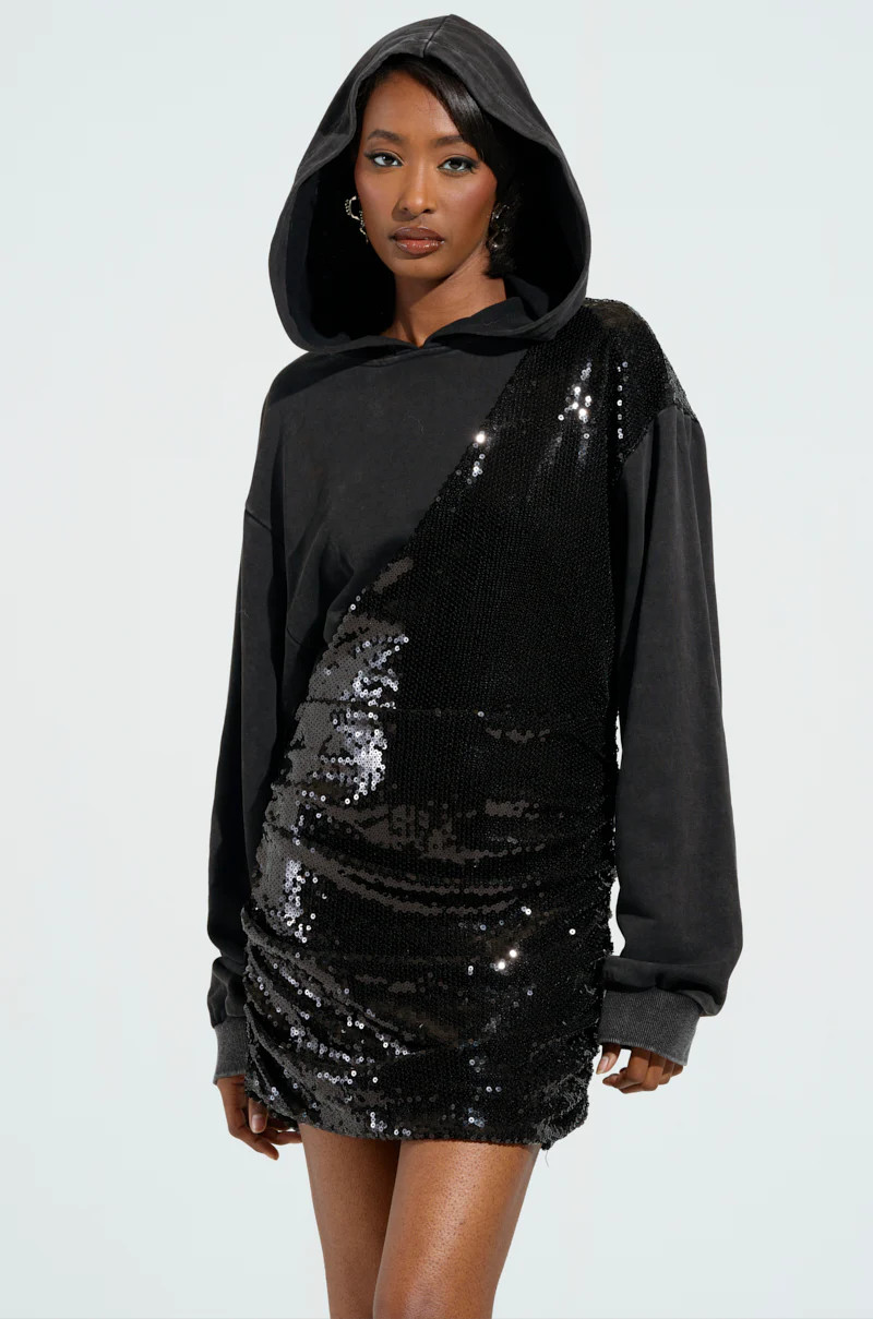 IN HA MOOD FRENCH TERRY SEQUIN EMBELLISHED MINI DRESS | AKIRA