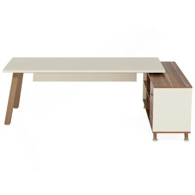 78.7" L-Shaped Executive Desk With 55" File Cabinet, Large Modern Computer Desk With Storage Shelves & Drawers For Home Office, Walnut & White Worksta | Wayfair North America