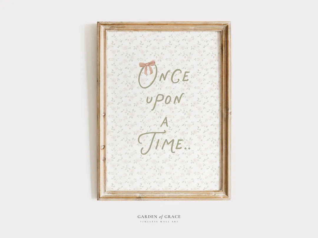 Once Upon a Time Nursery Wall Art, Vintage Green Pink Girl's Room Decor, English Rose Garden Prin... | Etsy (US)