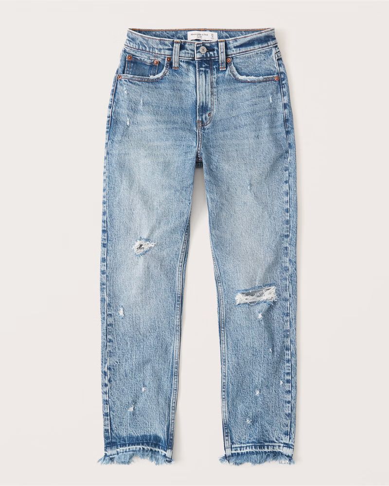 Ripped High Rise Mom Jeans | Abercrombie & Fitch (US)