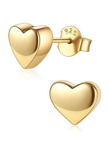 ChicSilver Heart Stud Earrings for Women 925 Sterling Silver Heart Earrings for Women Hypoallerge... | Amazon (US)
