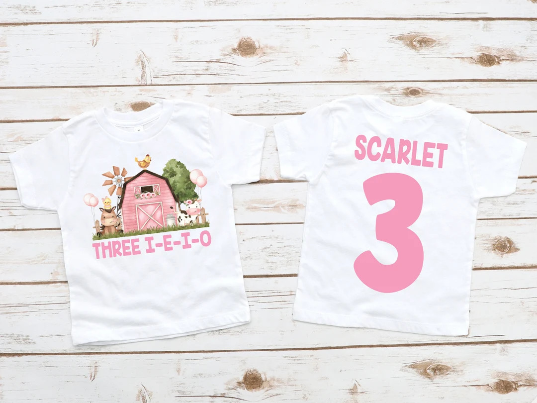 Third birthday farm shirt, pink farm birthday , three i-e-i-o birthday, farm 3rd , girl 3rd birth... | Etsy (US)