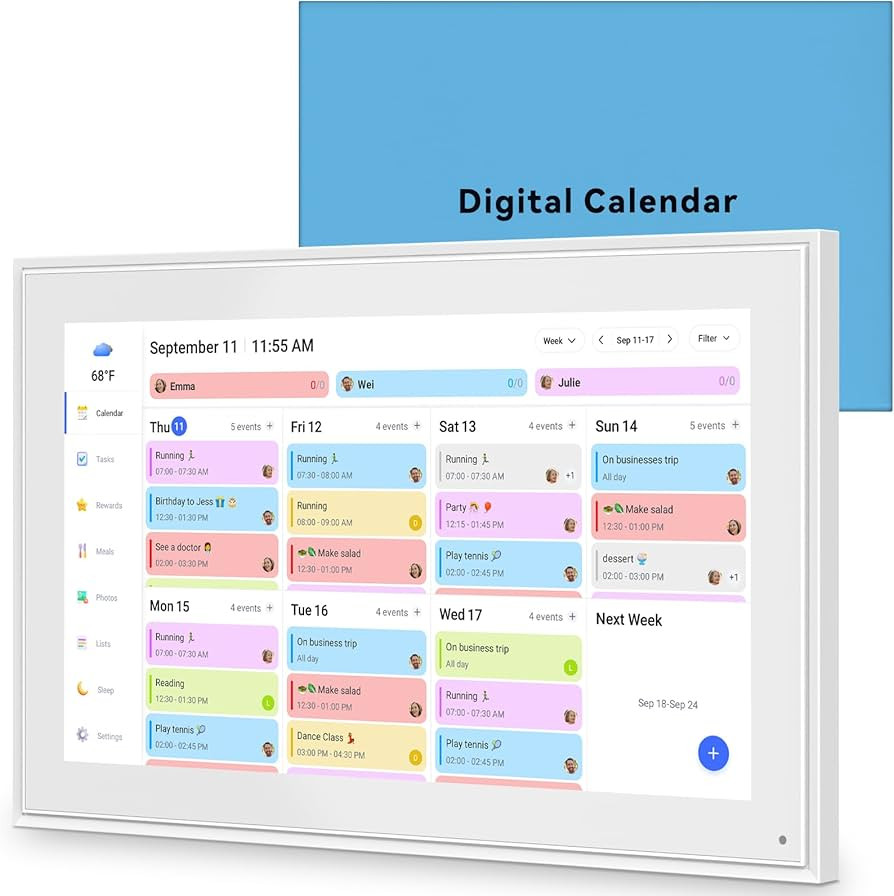 15.6 Inch Digital Calendar Wall Touch Screen Chore Chart, 32GB Electronic Calendar + Smart Family... | Amazon (US)