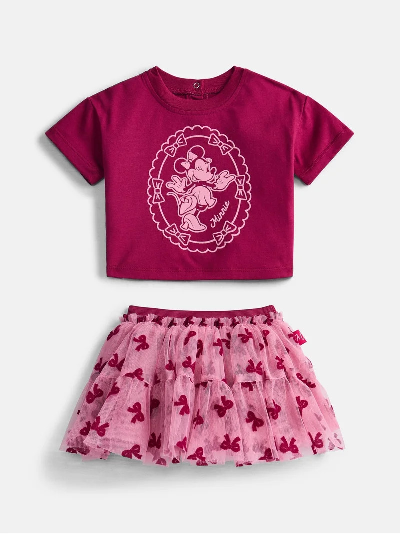 Minnie Mouse Baby Girls Graphic Tee with Short Sleeves and Tutu Skirt Set, Sizes 0/3M-6/9M | Walmart (US)