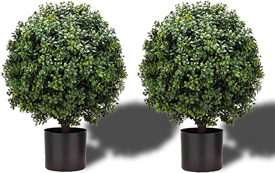 26''T Artificial Boxwood Ball Topiary Tree, Set of 2 Boxwood Ball-Shaped Artificial Topiary【UV ... | Amazon (US)