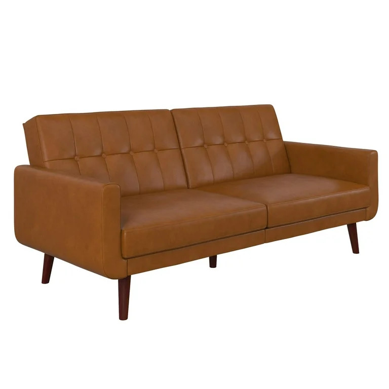 Better Homes & Gardens Nola Modern Futon, Camel Faux Leather - Walmart.com | Walmart (US)