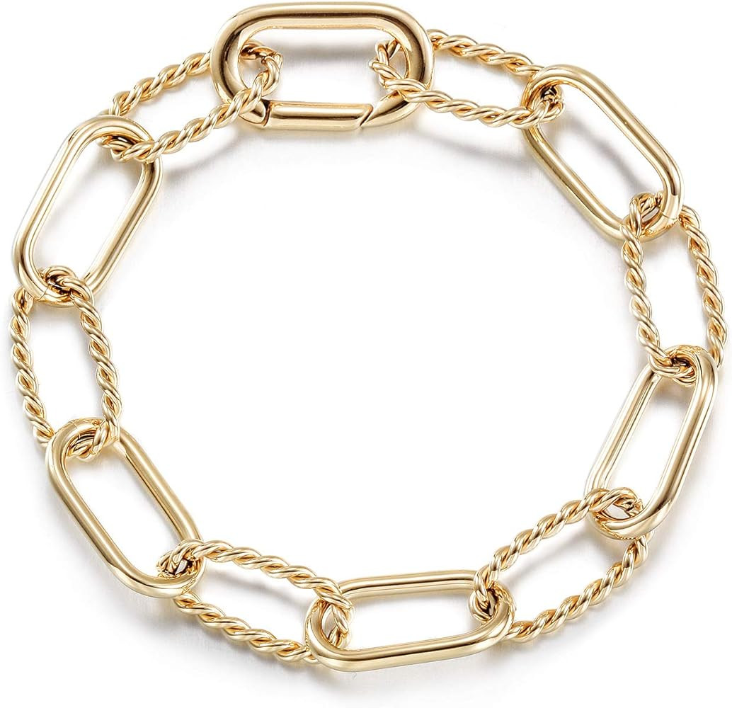 CIUNOFOR Designer Brand Classic Twist Rope Chain Link Bracelet Threader Interlocking Bracelet Ins... | Amazon (US)