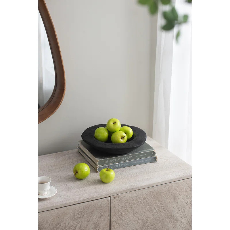 Teak Wood Decorative Bowl - D12x3" - Black | Joss & Main