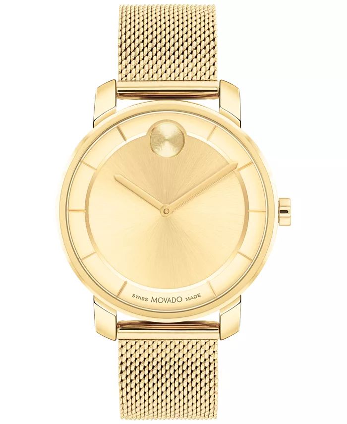 Movado Women's Swiss Bold Access Gold Ion Plated Mesh Bracelet Watch 34mm & Reviews - All Watches... | Macys (US)