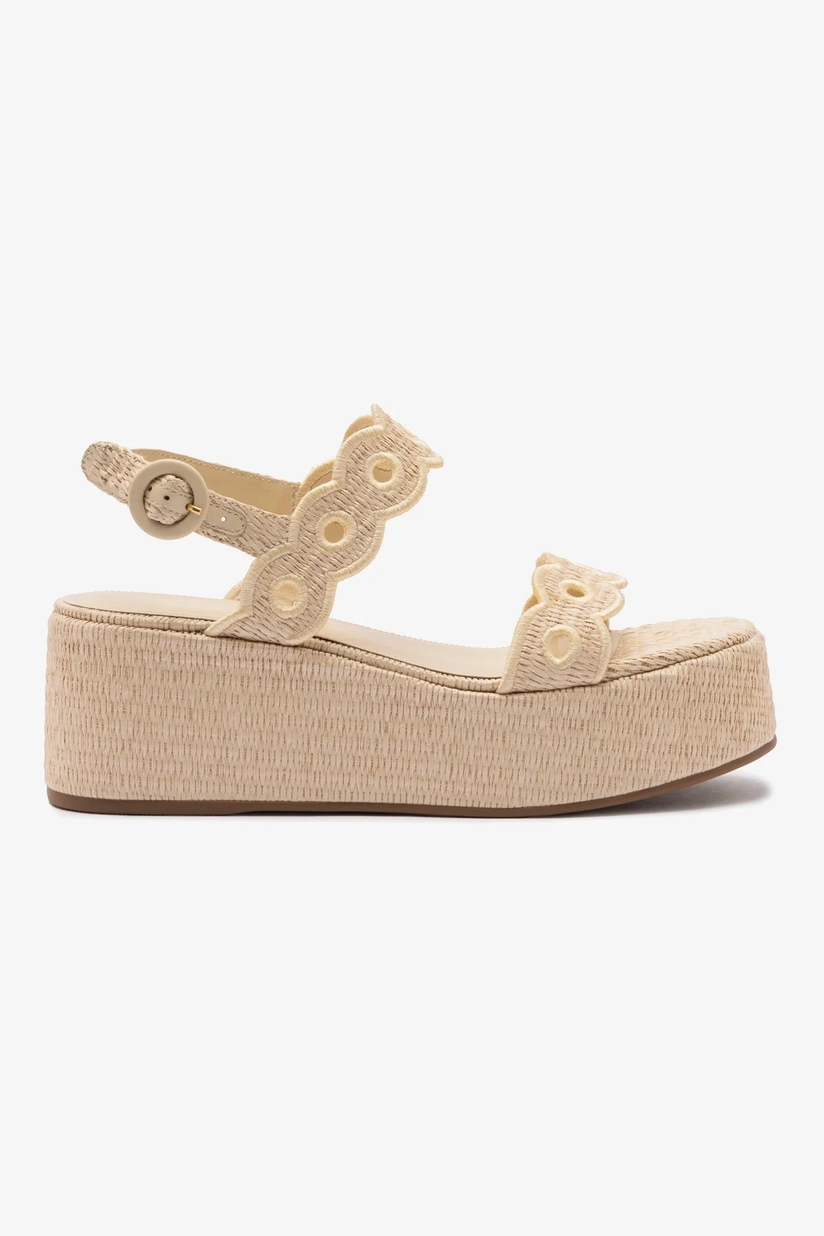 Florence Broderie Flatform In Natural Raffia | Larroude