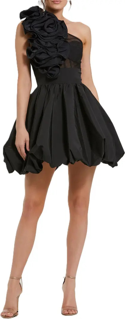 Taffeta One Shoulder Ruffle Bubble Mini Dress | Nordstrom