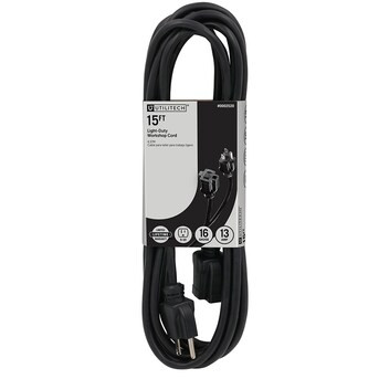 Utilitech Indoor 15-ft 16/3 Black 3 Prong Indoor SJT Light Duty | Lowe's