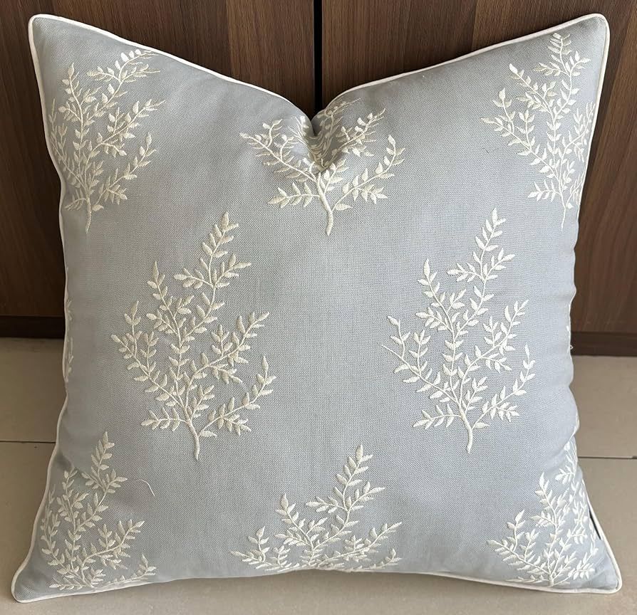 Hand Crafted Embroidered Cotton Square Decorative Accent Throw Pillow Cover - for Master Bedroom,... | Amazon (US)