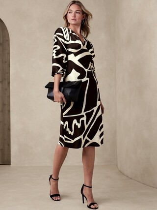 Bloussant-Sleeve Midi Dress | Banana Republic Factory