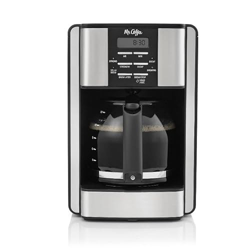 Mr. Coffee 12-Cup Programmable Coffee Maker Black/Stainless Steel: Drip, Automatic Shut-Off, Dishwasher-Safe Parts | Amazon (US)