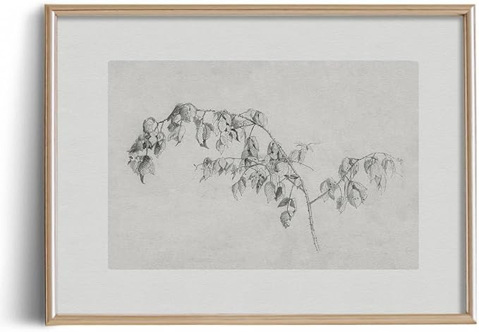 Flower Floral Drawing Print Poster - Botanical Leave Plant Etching Rustic Picture - Vintage Farmh... | Amazon (US)