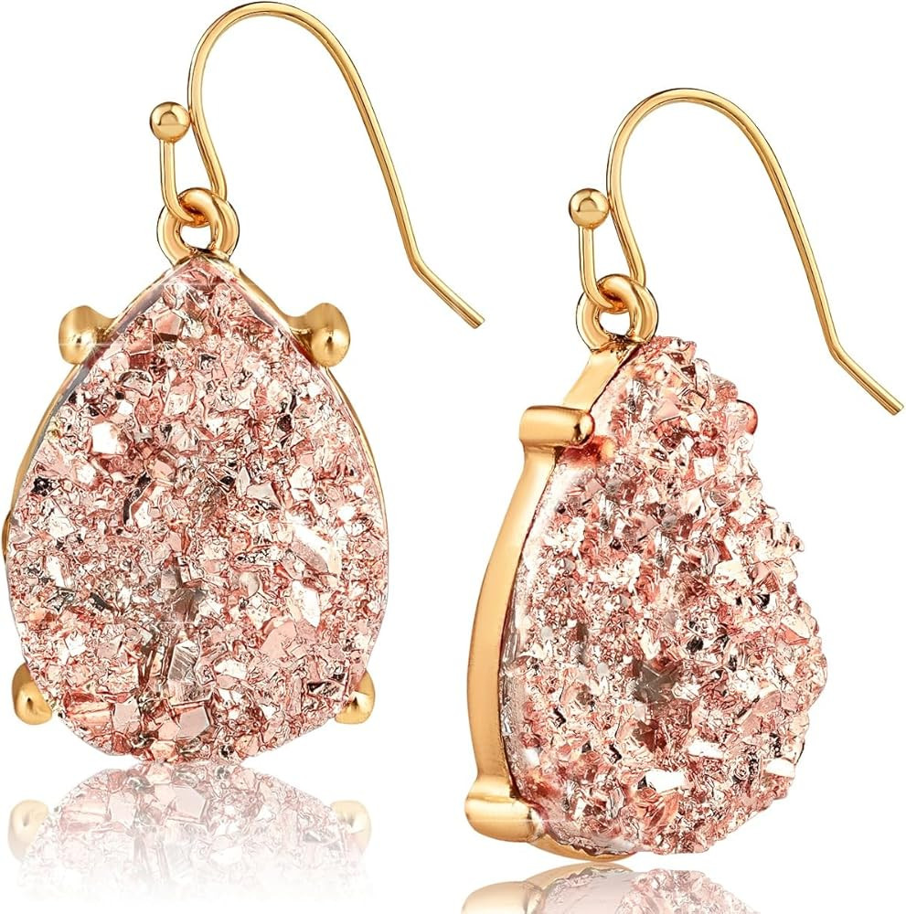 Humble Chic Teardrop Dangle Earrings for Women with Simulated Druzy Stones in Gold or Silver Tone | Amazon (US)