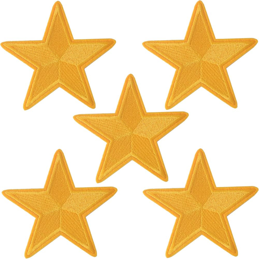 GYGYL 5 Pieces Gold Star Patches, Iron On Patch Embroidered Applique for Clothes, Dress, Hat, Soc... | Amazon (US)