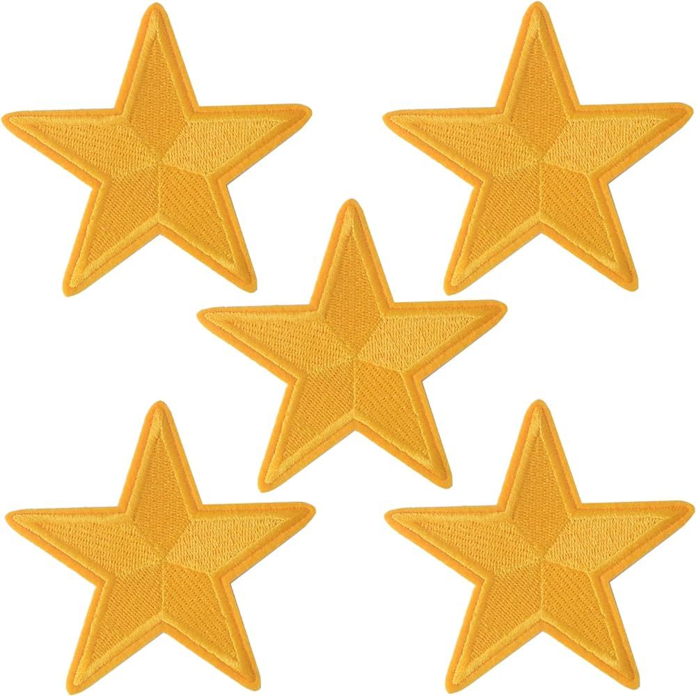 GYGYL 5 Pieces Gold Star Patches, Iron On Patch Embroidered Applique for Clothes, Dress, Hat, Soc... | Amazon (US)