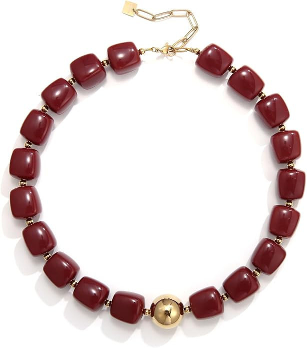 Chunky Resin Beaded Necklace, Colorful Statement Choker for Women | Amazon (US)