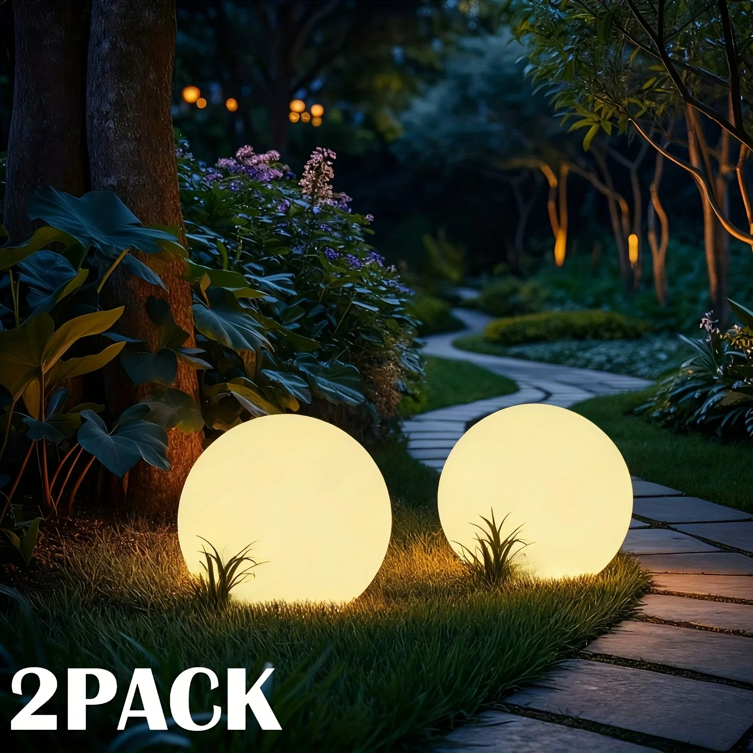 1/2Pack Solar Outdoor Waterproof RGB Color Changing Globe Lights with Ground Stake, Plastic&Metal... | Walmart (US)