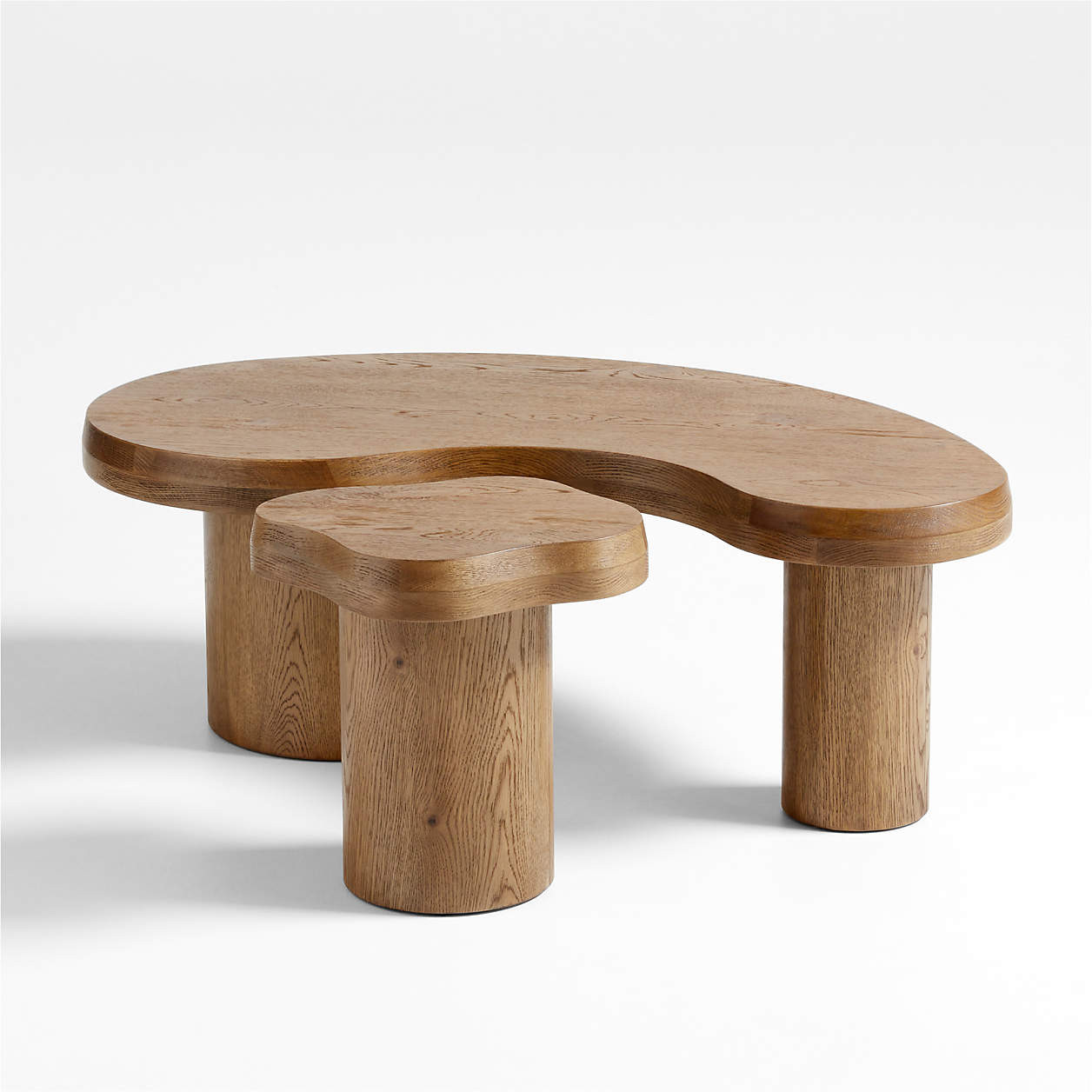 Augie and Winslow Brown Oak Wood Nesting Tables by Jake Arnold + Reviews | Crate & Barrel | Crate & Barrel
