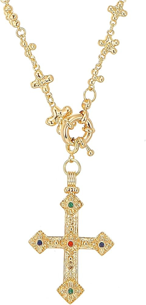 Long Gold Cross Necklace for Women non tarnish pendant dainty jewlery chain gifts for women men | Amazon (US)