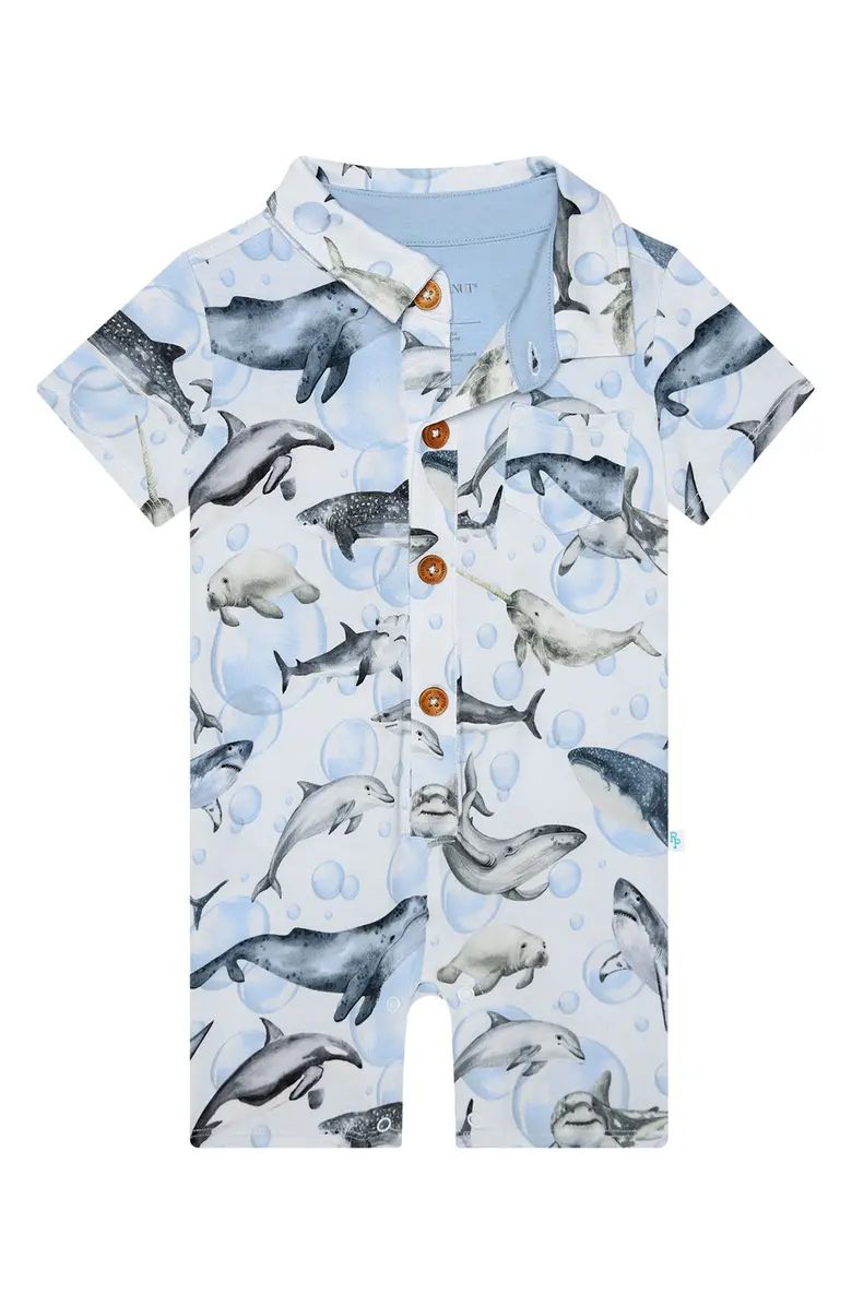 Posh Peanut Kids' Sharkly Short Sleeve Romper | Nordstrom | Nordstrom