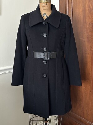 Via Spiga Coat Wool Blend w/Faux Leather Accents Floral Lined  Women Sz 10 P  | eBay | eBay US