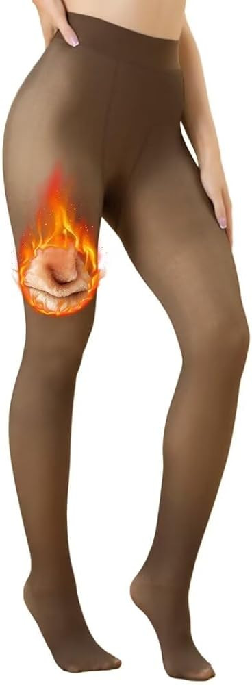 Vertvie Fleece Lined Tights for Women Thermal Pantyhose Fake Translucent Winter Warm Tights High ... | Amazon (US)