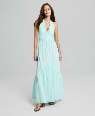 Women's Cotton Crochet-Trim Maxi Dress | Macy's