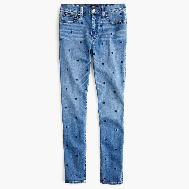 9" high-rise toothpick jean in indigo polka dot | J. Crew US