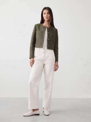Collarless Cropped Jacket | Banana Republic Factory