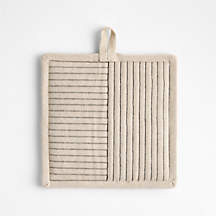 Crate & Barrel Hanno Natural Embroidered Organic Cotton Pot Holder + Reviews | Crate & Barrel | Crate & Barrel