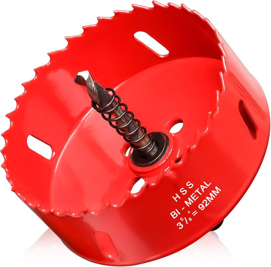 Hole Saw 3 5/8” (92mm) for Wood and Plastic, HSS Bi-Metal Hole Cutter Core Drill Bit for Drywal... | Amazon (US)