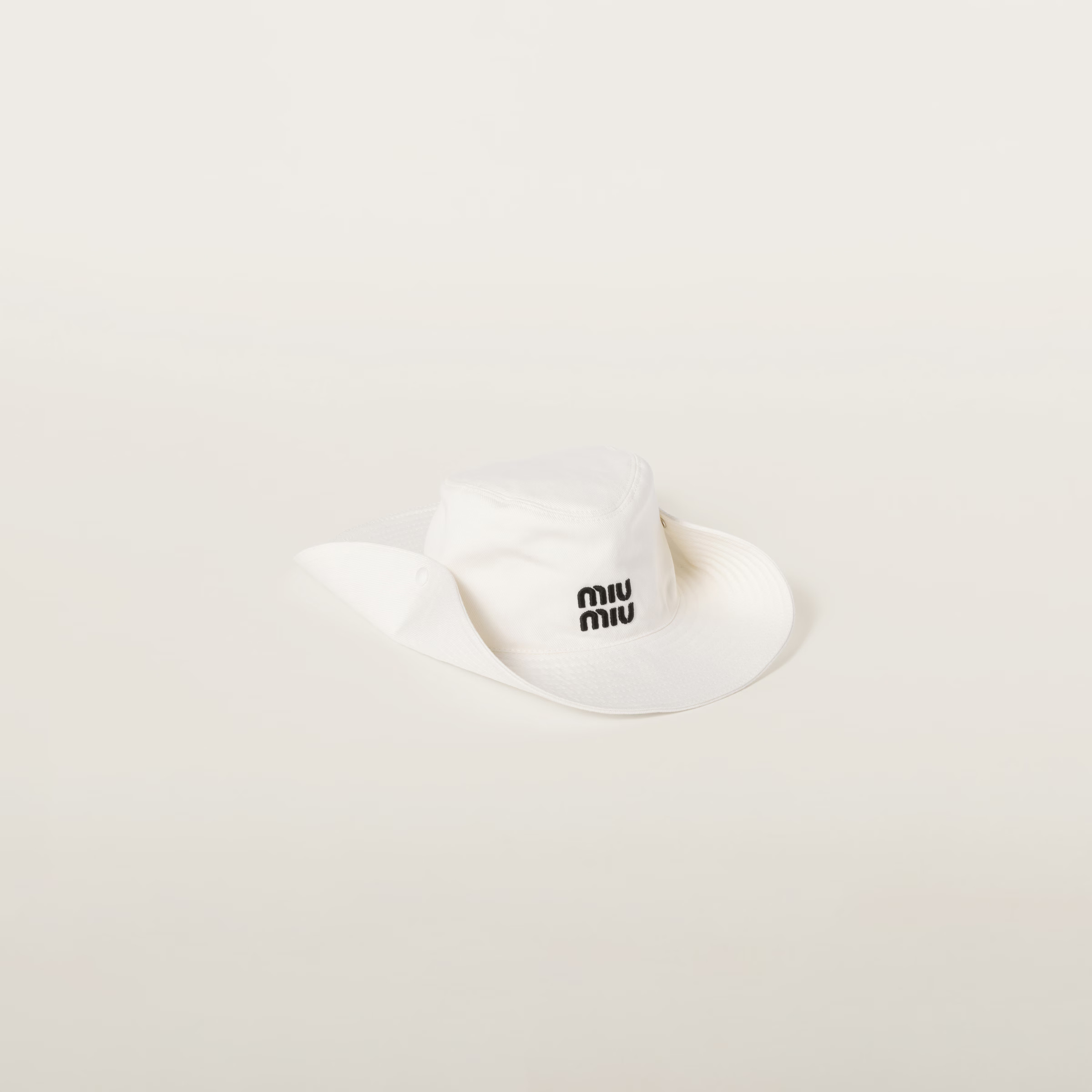 White/black Drill Cowboy Hat | Miu Miu | Miu Miu US