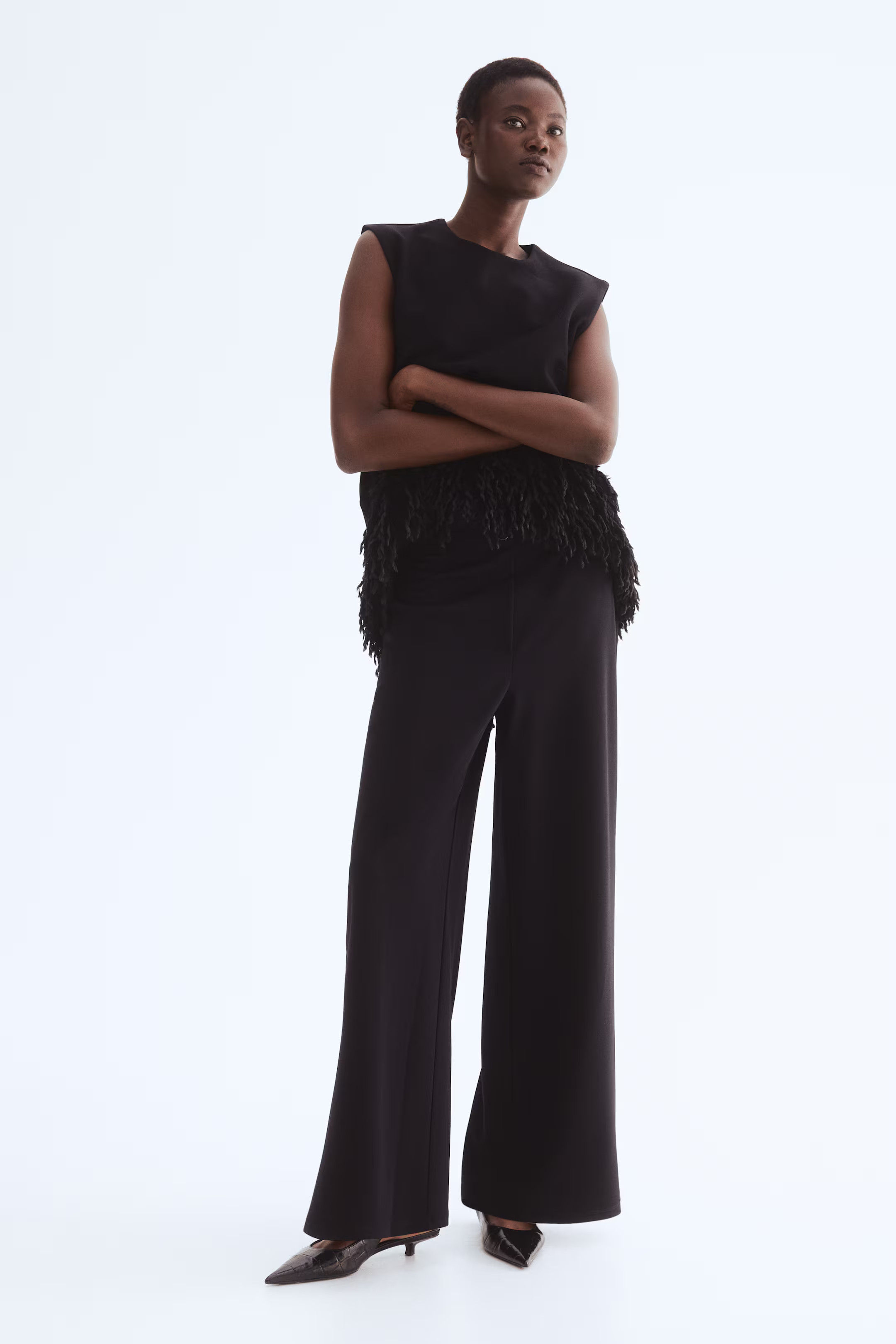 Wide-Leg Jersey Pants - Black - Ladies | H&M US | H&M (US + CA)