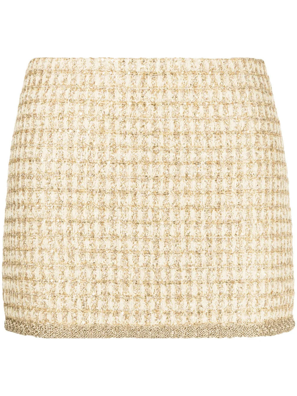 Miu Miu sequinned tweed miniskirt - Gold | Farfetch Global
